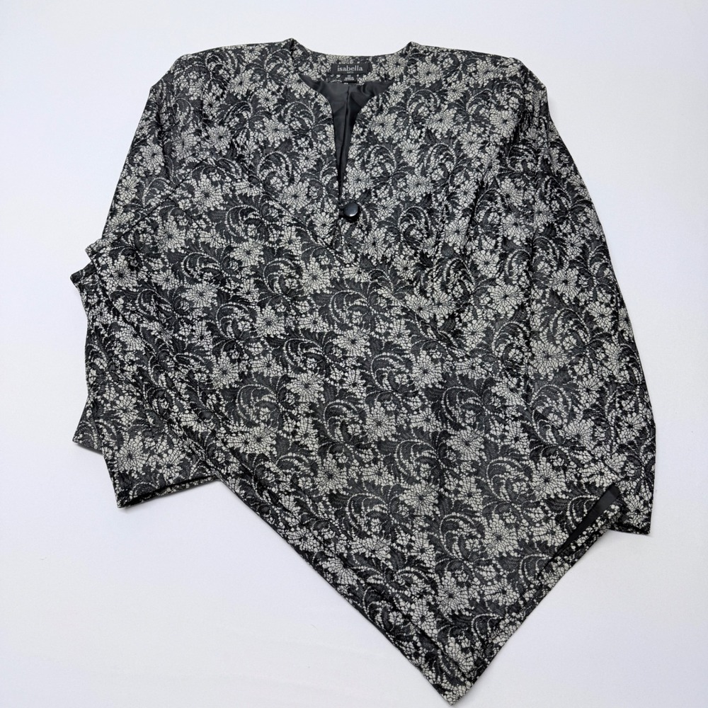 Isabella Suits Womens Black White Floral Lace Skirt Suit Set Size 14 RN